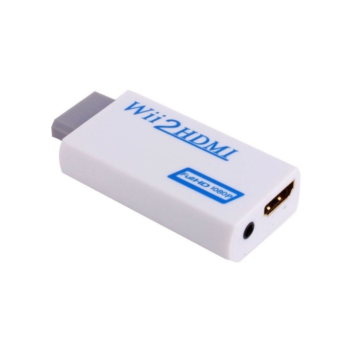 Átalakító adapter, nintendo wii konzol hdmi-re 3,5 mm-es hangkimenettel 1080p, fehér