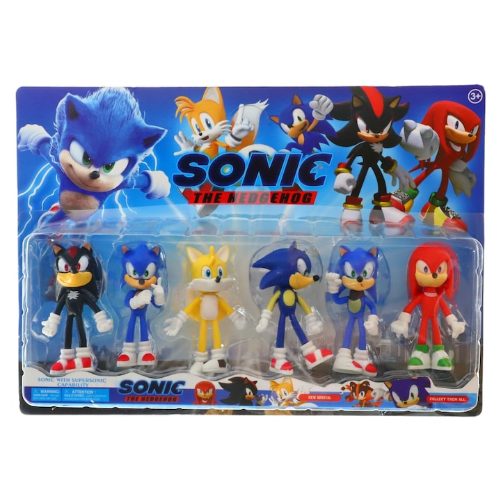 OEM Sonic Figura készlet, 6 db-os, 10 cm, Többszínű