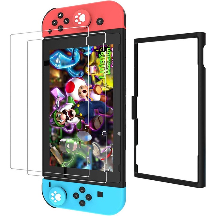 Nintendo Switch OLED képernyővédő fólia, Jeswo, HD Clear, karcmentes, 2 db, Átlátszó