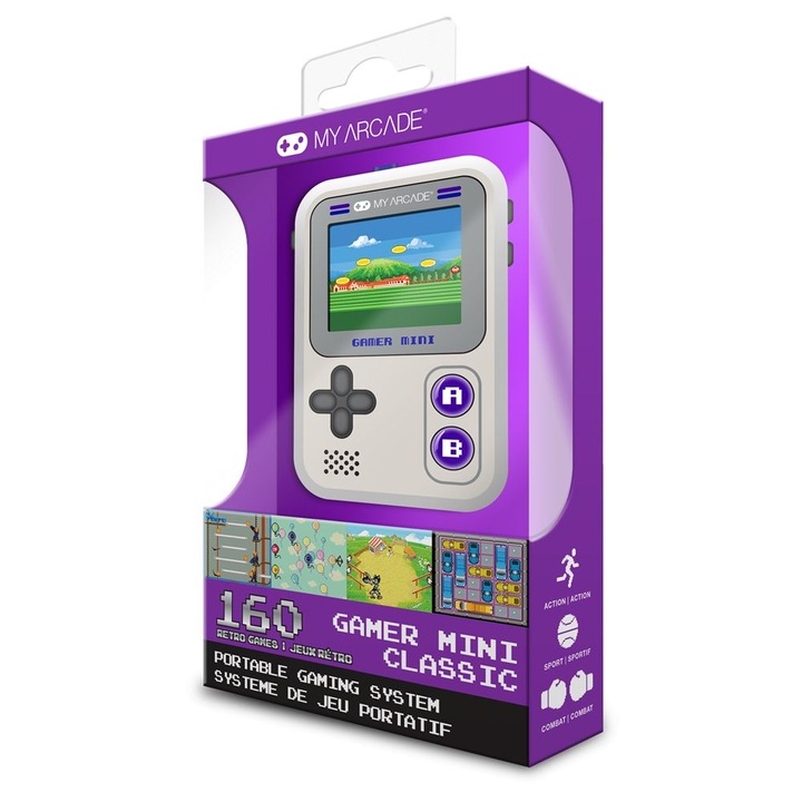MY ARCADE Gamer Mini Classic Hordozható Gray/Purple, 224328, Konzol