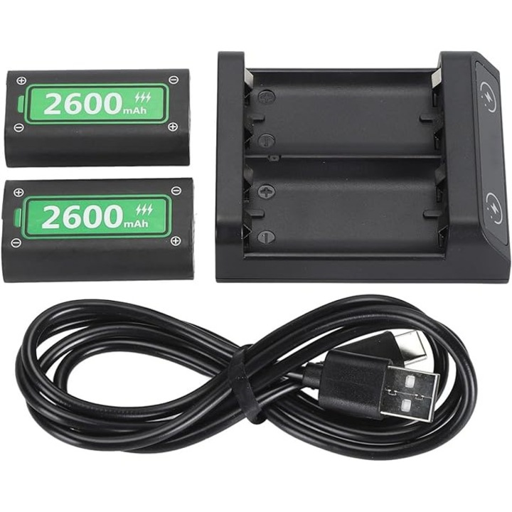 Baofeng töltőkészlet Xboxhoz, 2 újratölthető akkumulátor, 2600mAh, fekete
