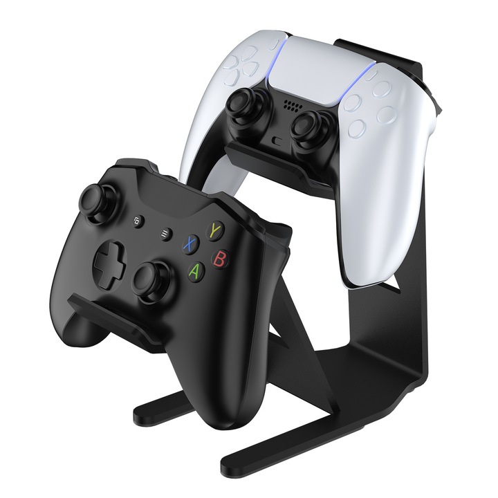 Játékvezérlő állvány, ORBER, kétrétegű, fém állvány Playstation 5/Playstation 4/XBOX/Switch készülékekhez, fekete